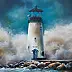 Yana Yeremenko - "LIGHTHOUSE SANTA CRUZ WALTON", marine painting, acrylic