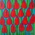 Edward Dwurnik - Ölfarbe Rote Tulpen