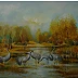 Grażyna Potocka - Cranes oil painting 50-73cm