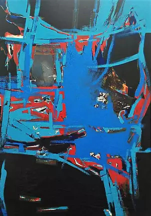 Piotr Kukla Qkla - "111", akryl/lateks/sklejka mahoniowa, 100X70 cm, 2018 rok