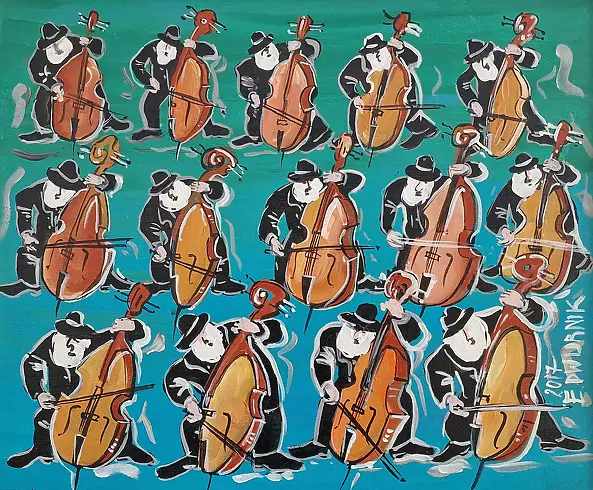 Edward Dwurnik - 14 double bass players