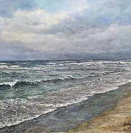 Jerzy Zgorzałek, 15/2022, Wellen der Ostsee, Ölbild - Leinwand, 60 x 40
