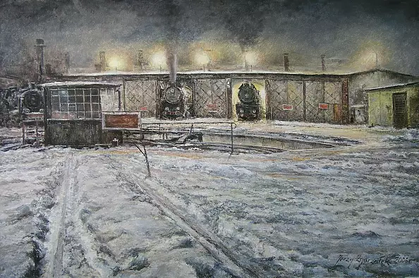 Jerzy Zgorzałek - 75/2006 Winter night roundhouse