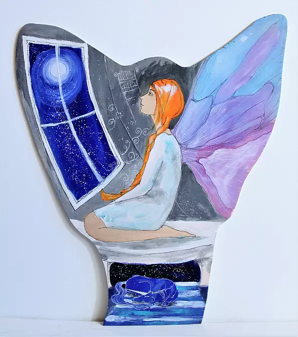 Adriana Laube - Angel picture painted on wood ANGEL DREAMS