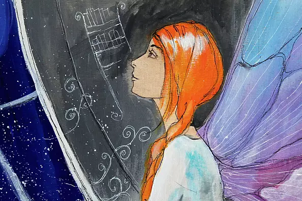 Adriana Laube - Angel picture painted on wood ANGEL DREAMS