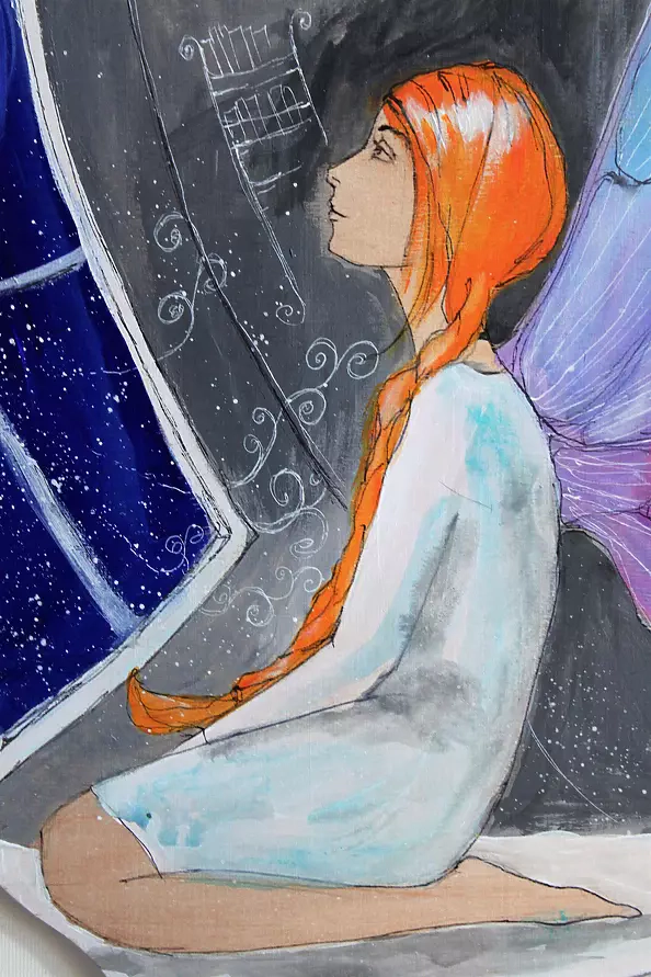 Adriana Laube - Angel picture painted on wood ANGEL DREAMS