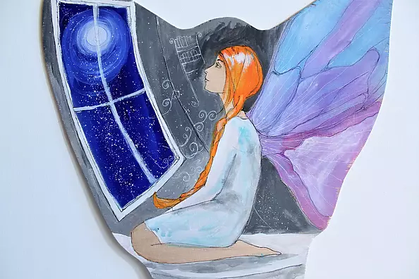 Adriana Laube - Angel picture painted on wood ANGEL DREAMS