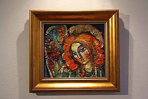 Eugeniusz Molski, ANGEL thoughtful, Oil painting - panel, 36 x 34