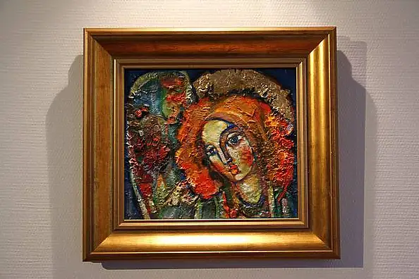 Eugeniusz Molski, ANGEL thoughtful, Oil painting - panel, 36 x 34