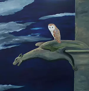 Robert Harris - A Barn Owl on a Gargoyle