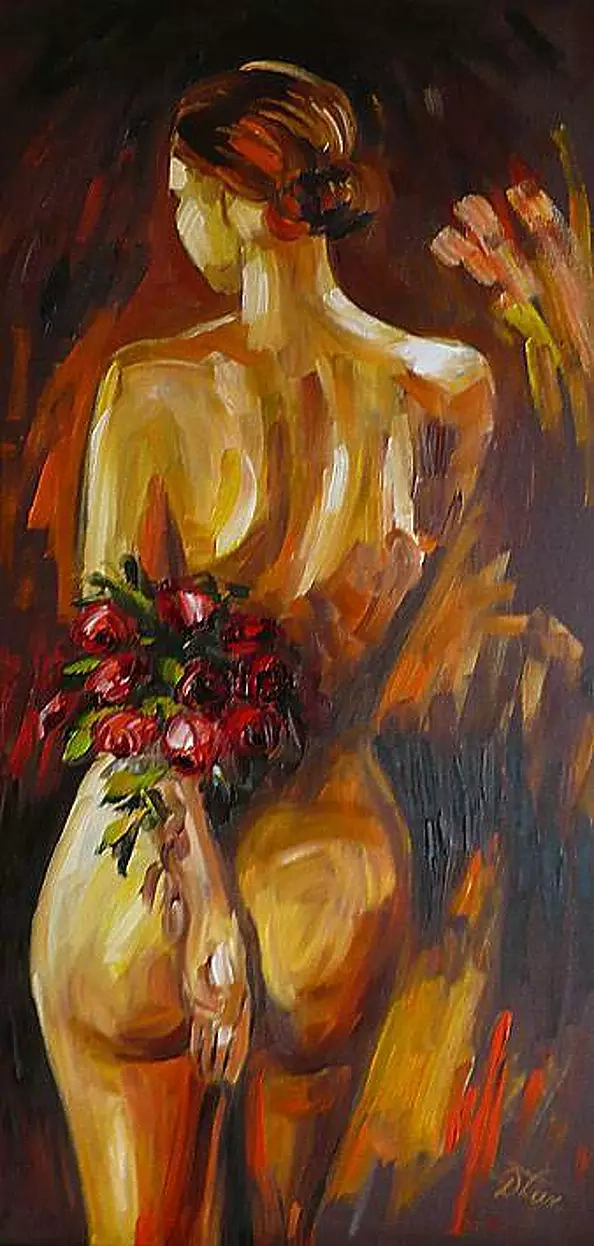 Dorota Łaz - ACT with bouquet of roses