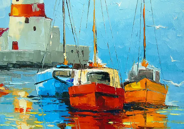 Olha Darchuk - A Quiet Harbor by the Lighthouse