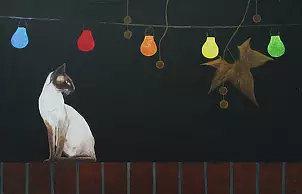 Robert Harris - A Siamese Cat on a Wall