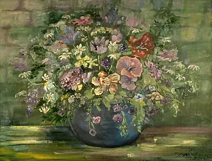 Urszula Nieborak - Bukiet w niebieskim wazonie