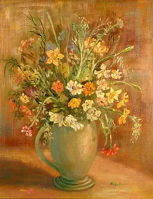 Urszula Nieborak - Bukiet w zielonym wazonie