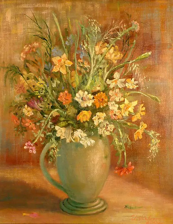 Urszula Nieborak - Bukiet w zielonym wazonie