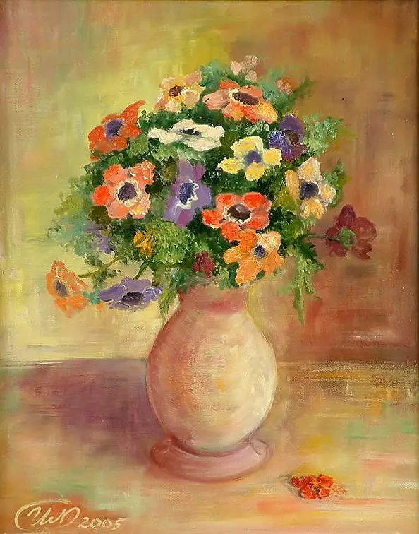 Urszula Nieborak - un bouquet d'anémones