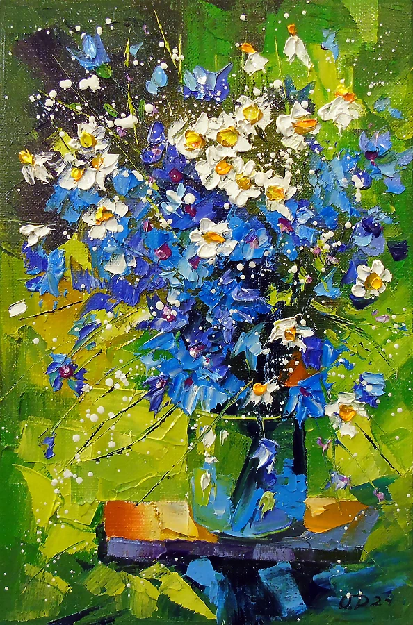 Olha Darchuk - A bouquet of meadow blue flowers