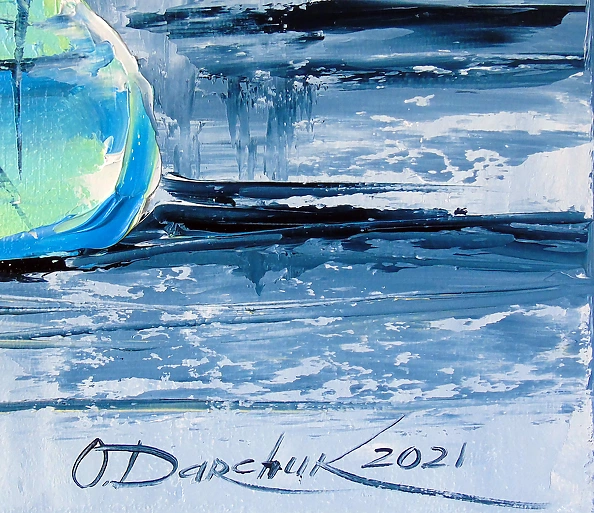 Olha Darchuk - A bouquet of yellow-blue flowers in a vase