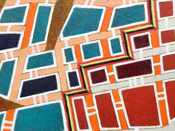 federico cortese, A city divided, Obraz olejny - papier, 35 x 30