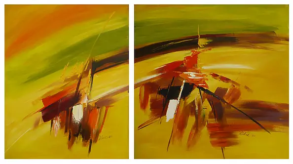 Dorota Łaz - Abstraction in yellows diptych
