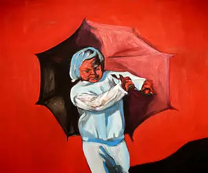Joanna Róg Ociepka - Dziewczynka z parasolką (czerwony)