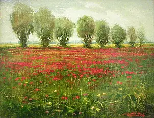 Tadeusz Gazda - Landscape with poppies