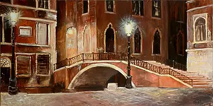 Urszula Nieborak - Mostek z cyklu Wenecja nocą