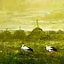 Tadeusz Gazda - Small landscape with storks