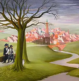 Jaga Karkoszka, Город где-то ..., Масляная картина - холст, 70 x 50