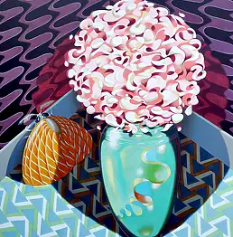 federico cortese, A moth behind the flowers, Obraz olejny - płótno, 60 x 80