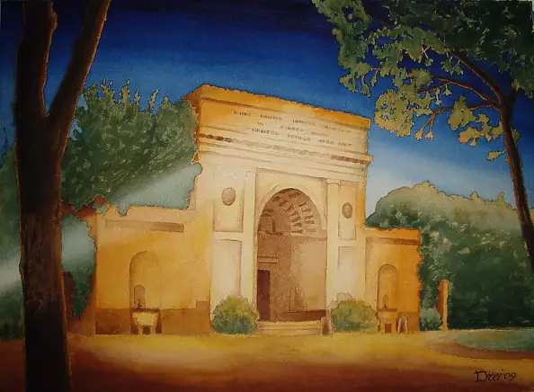 Silvano Drei - Cityscape night with monument