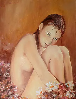 Urszula Nieborak - Nude in flowers