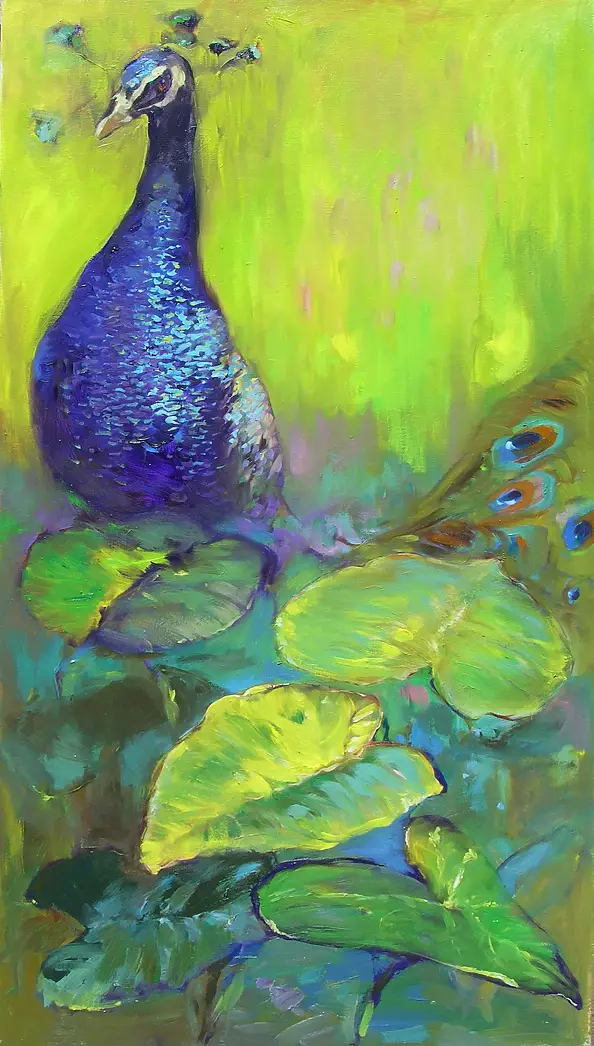 Justyna Szałamacha - Paw w ogrodzie
