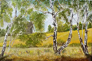 Małgorzata Mutor - Windmill behind the trees of the earth Mazowsze