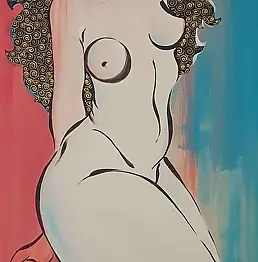 Iwona Wierkowska-Rogowska, Ах, две кошки, Акрилова картина - холст, 50 x 100