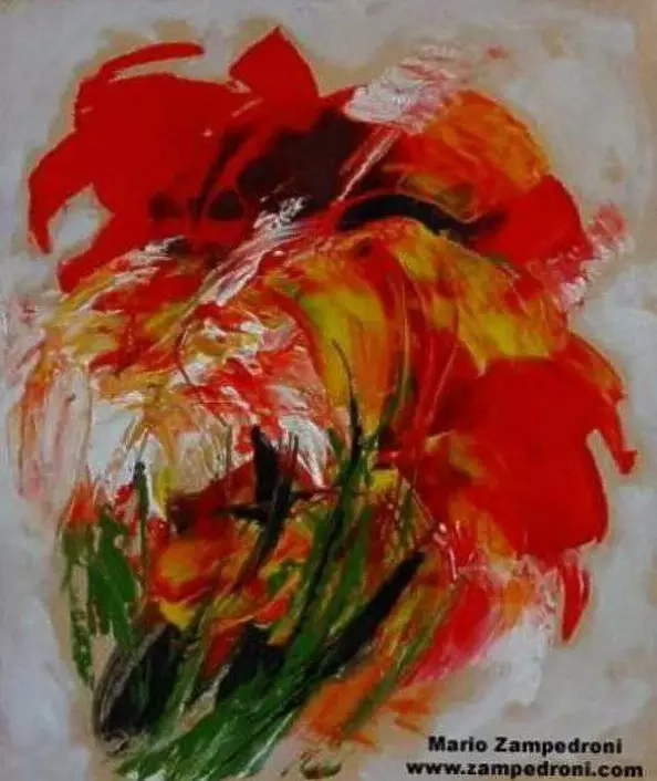 Mario Zampedroni -  Abstract red floral 2002