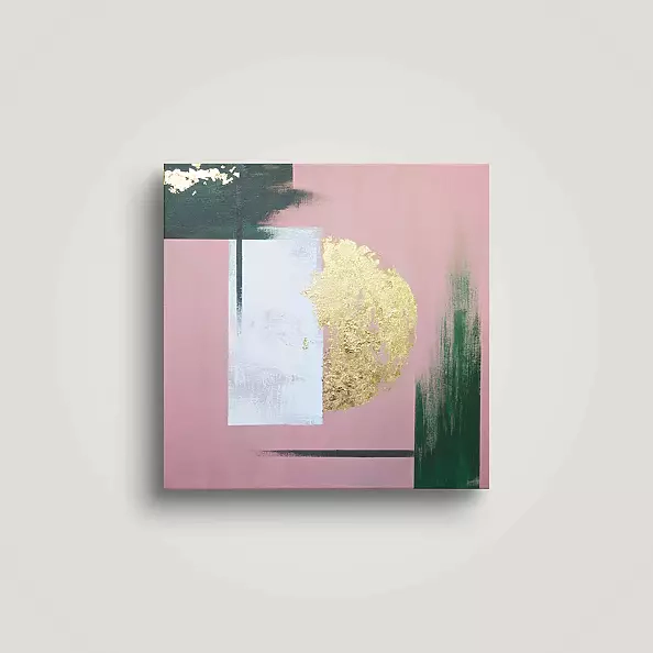 Veronika Ls - Abstraction on canvas, geometry with the addition of gold flakes