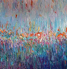 Magdalena Walulik, Abstrakcja niebieska 63 Łąka kwiatowa, Obraz olejny - płótno, 160 x 100