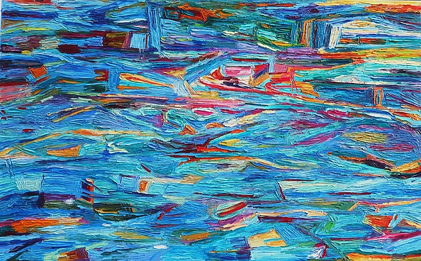 Magdalena Walulik - Blue geometric impasto abstraction