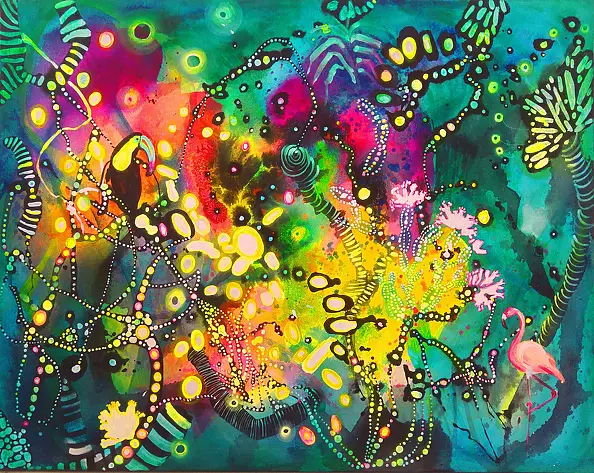 Marlena Majchrzak - Abstraction with flamingo and toucan No. II