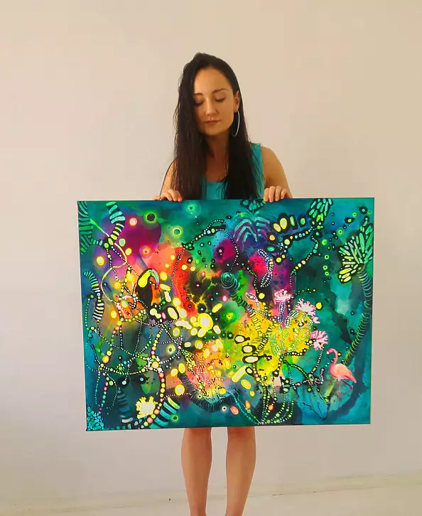 Marlena Majchrzak - Abstraction with flamingo and toucan No. II