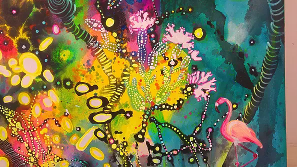 Marlena Majchrzak - Abstraction with flamingo and toucan No. II