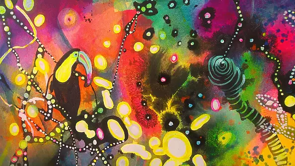 Marlena Majchrzak - Abstraction with flamingo and toucan No. II