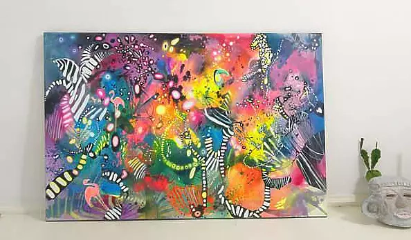 Marlena Majchrzak - "Abstraction with a toucan and flamingoes"