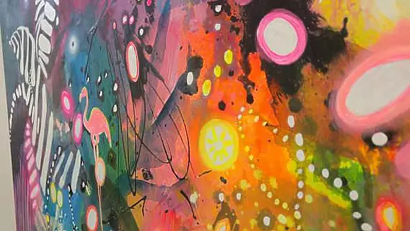 Marlena Majchrzak - "Abstraction with a toucan and flamingoes"