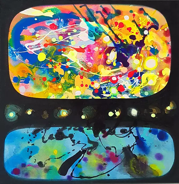 Marlena Majchrzak - Yellow-blue abstraction on a black background