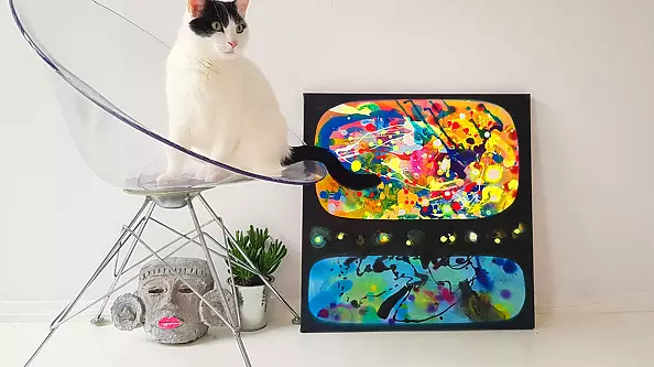 Marlena Majchrzak - Yellow-blue abstraction on a black background