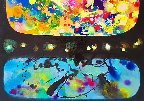 Marlena Majchrzak - Yellow-blue abstraction on a black background