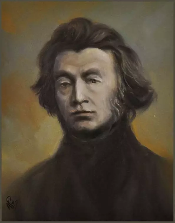 Damian Gierlach - Adam Mickiewicz peinture à l'huile sur toile portrait Gierlach